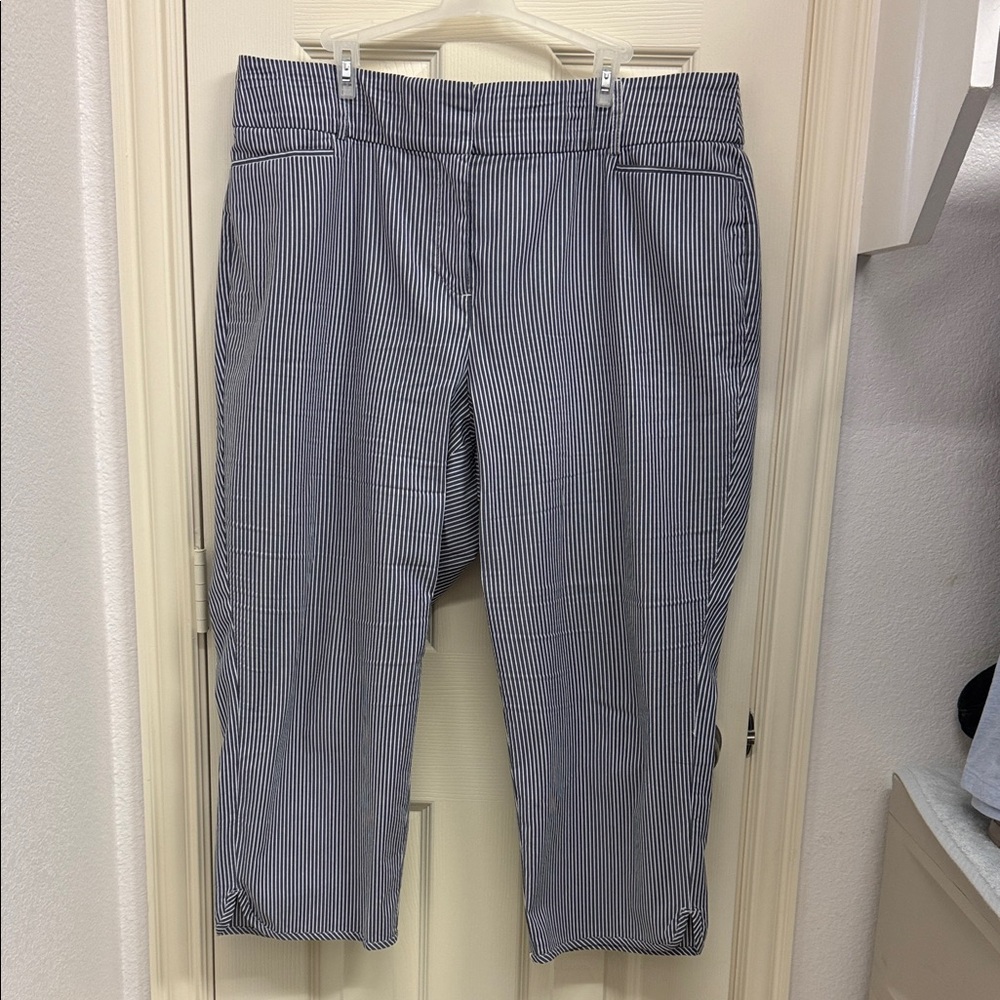 Lane Bryant Navy and White Striped Pants
